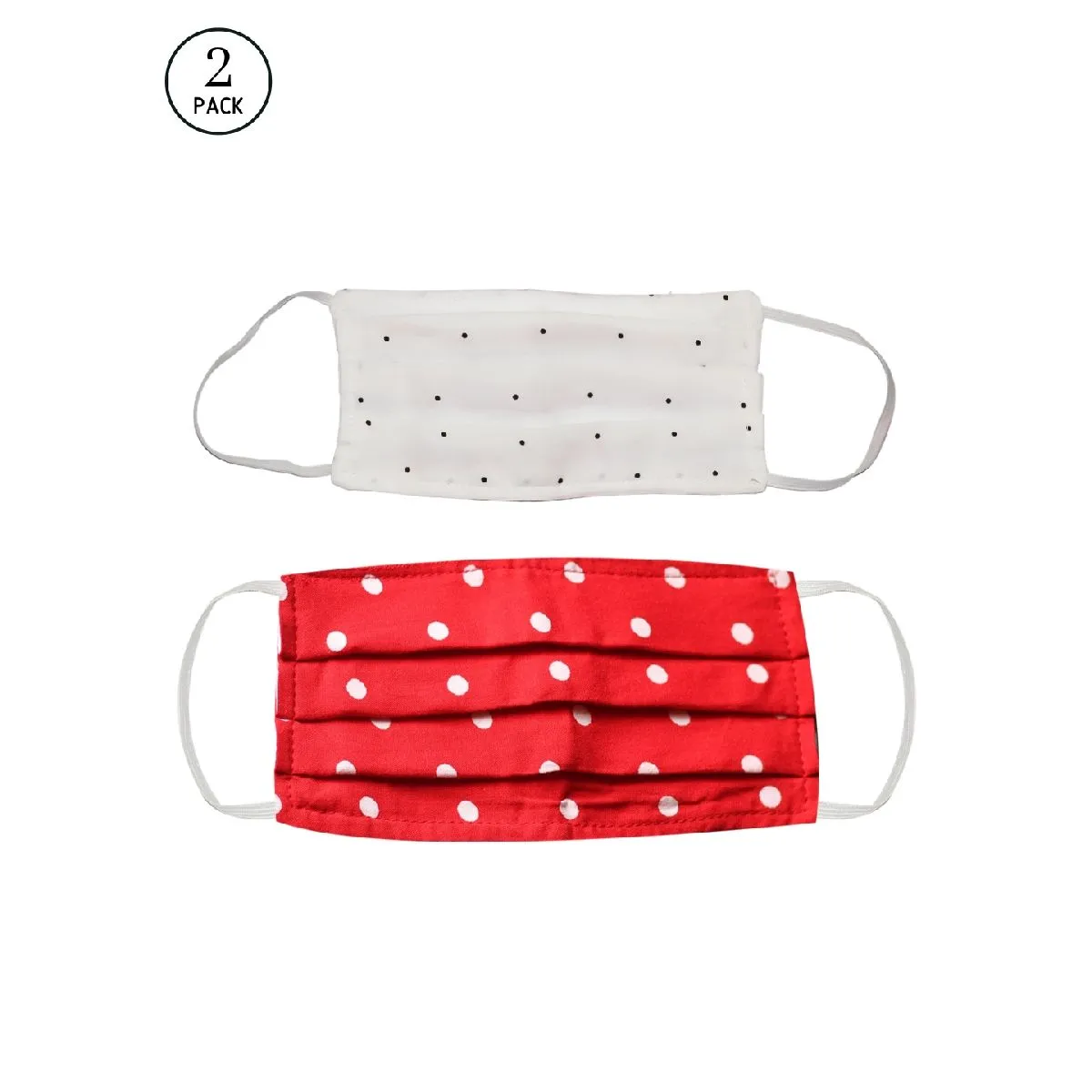 Bellofox 3-Ply White White & Red Polka Cotton Face Mask (Pack Of 2)