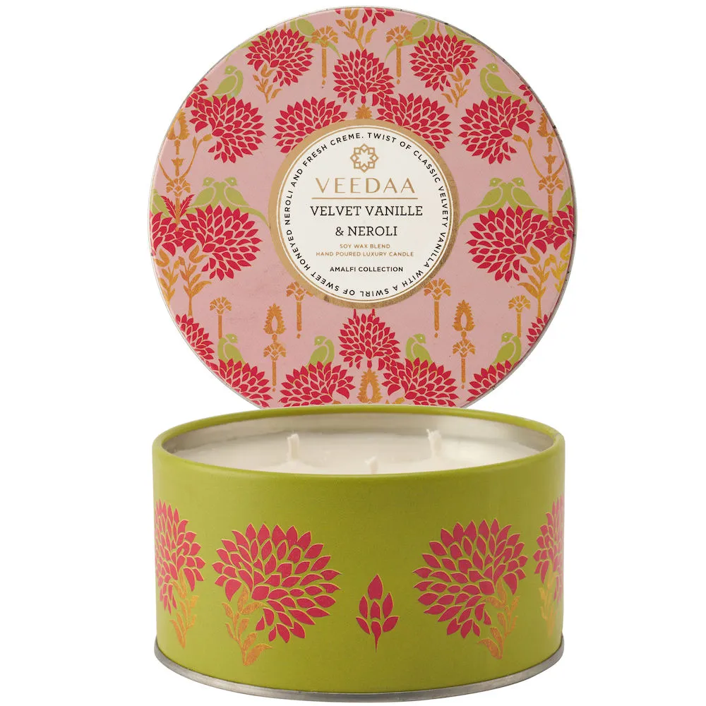 Veedaa Candles Velvet Vanille & Neroli 3 Wick Tin Scented Candle