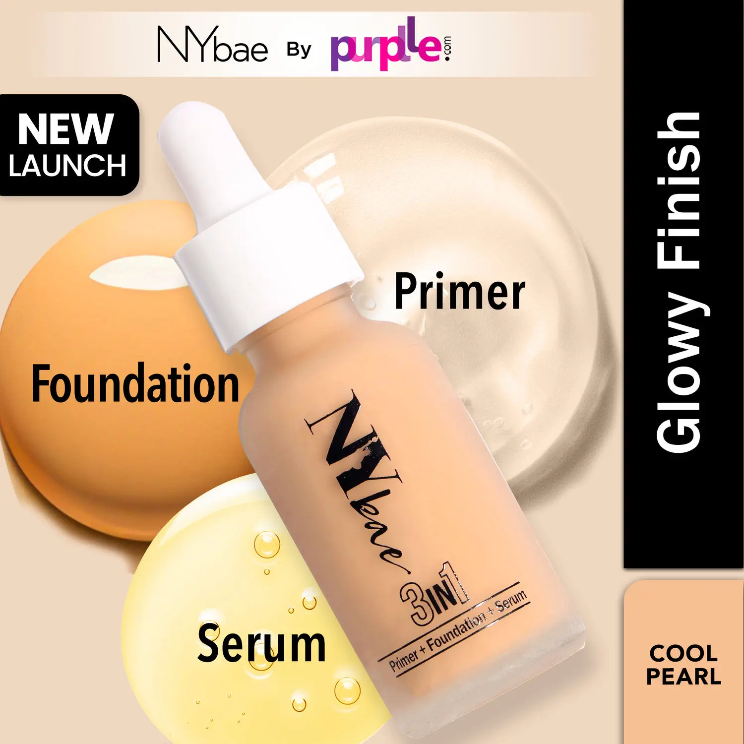 NY Bae 3 in 1 Serum Foundation with Primer I Moisturising I Glowing Korean Skin I Cool Pearl 10 (30 ml)