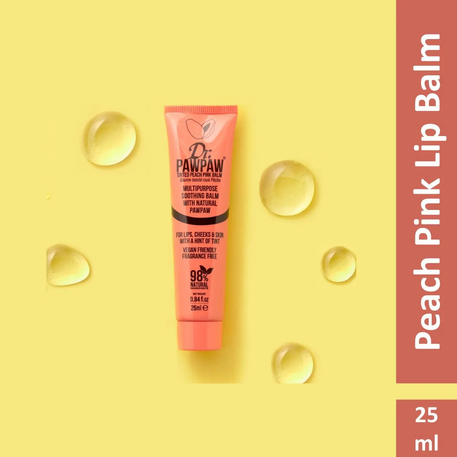 Dr.PAWPAW Peach Pink Balm (25 ml)| No Fragrance Balm, For Lips, Skin, Hair, Cuticles, Nails, and Beauty Finishing