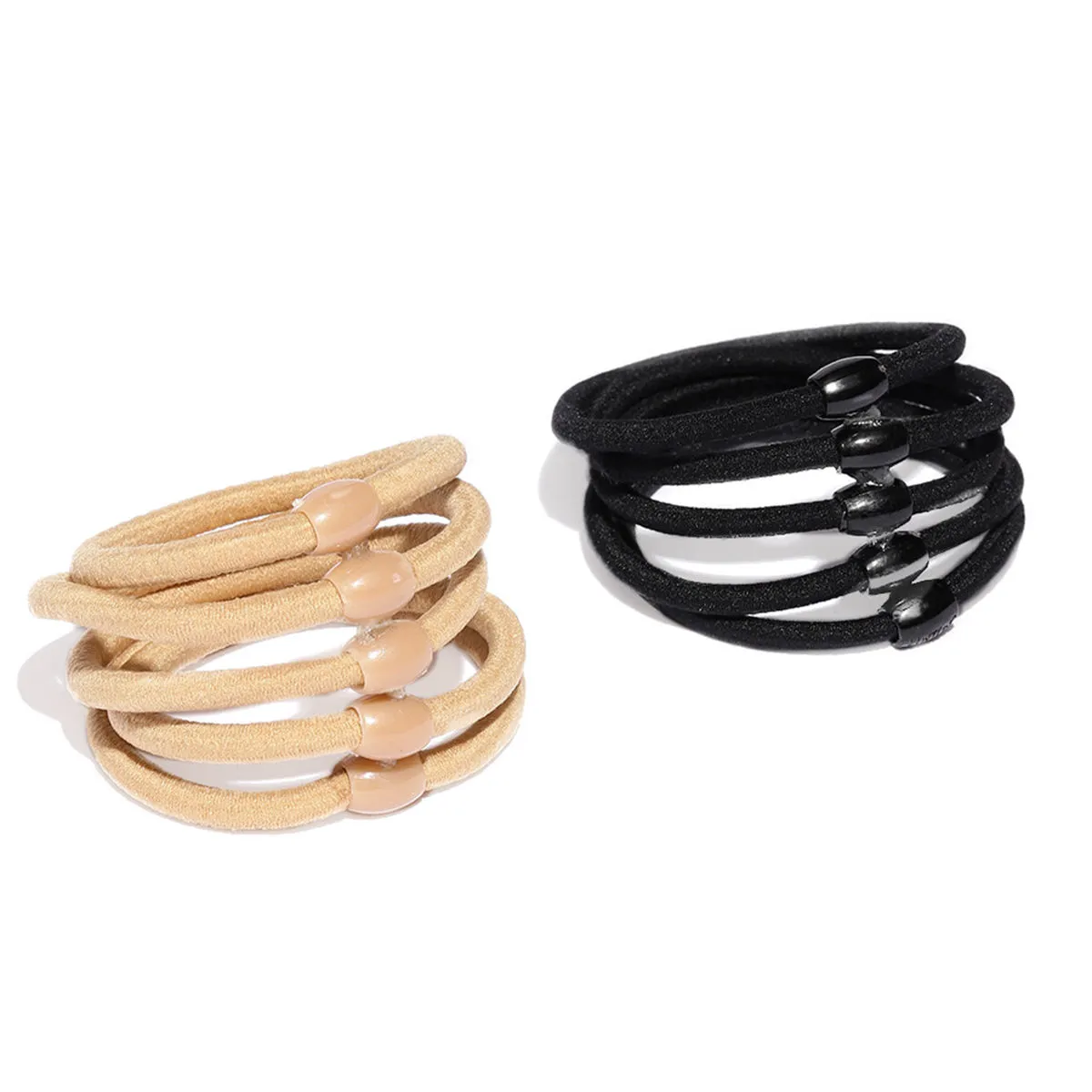 Toniq Black & Beige Set Of 10 Ponytail Holders