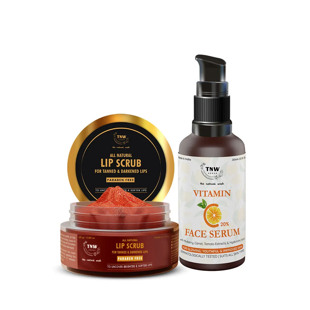 TNW The Natural Wash Vitamin C Skin Clearing Repairing Face Serum & Lip Scrub for Dark & Tanned Lips