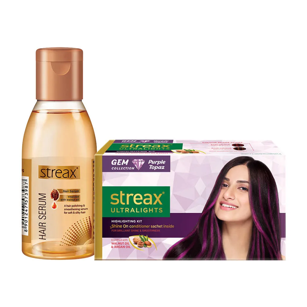 Streax Ultralights Purple Topaz + Hair Serum