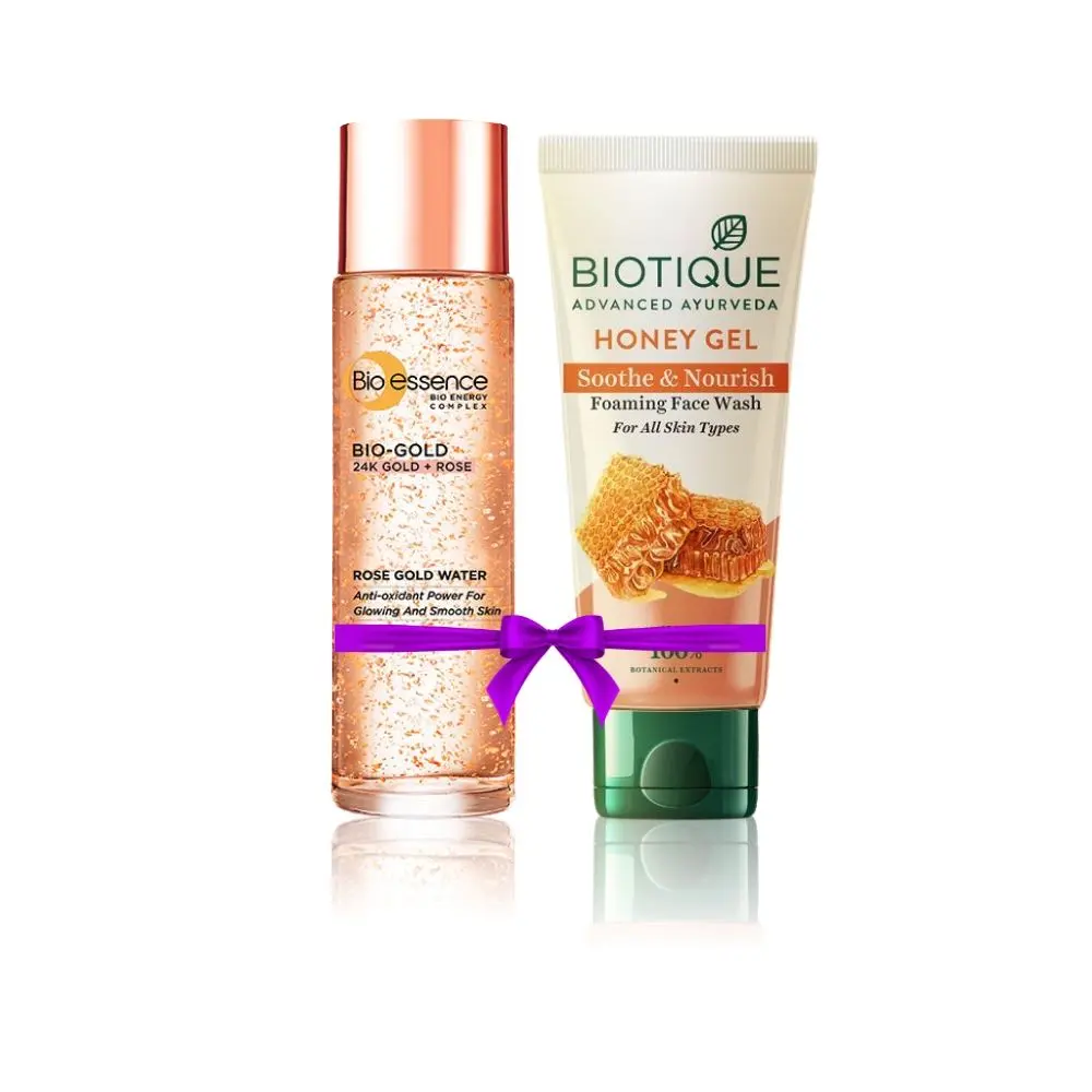 Biotique Honey Gel Soothe & Nourish Foaming Face Wash (100 ml) + Bio-essence Bio-Gold Rose Gold Water Essence (100 ml) speacial combo