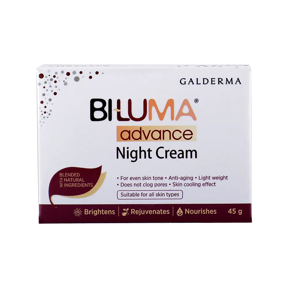 Biluma Advance Skin brightening Night cream with Vitamin C and hyluronic acid for even skin tone, dark spots and wrinkles - 45 gm