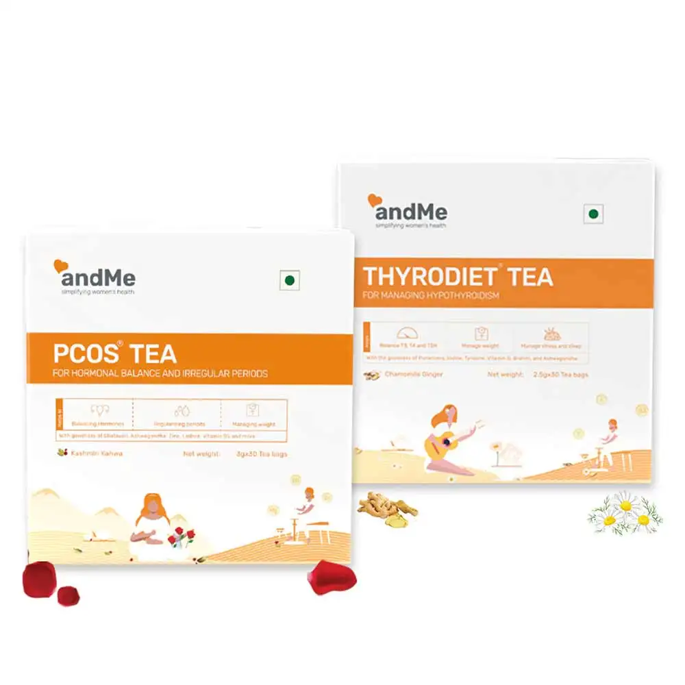 andMe PCOS & Thyrodiet Tea Combo,  kashmiri Kahwa & Chamomile Ginger  2 Piece(s)/Pack