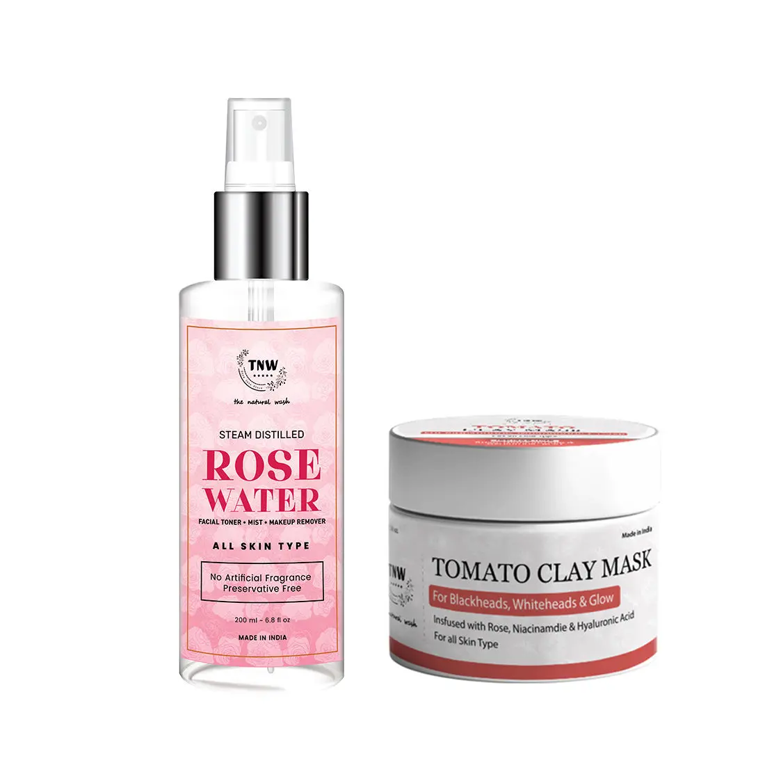 Combo of 2- Tomato Clay Mask 50gm + Rose Water Spray Bottle 200ml