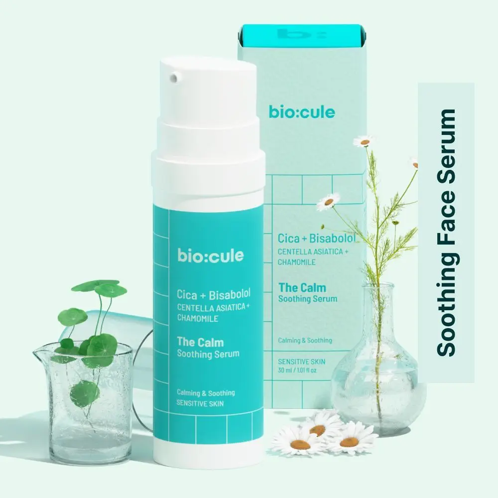 Biocule The Calm Soothing Face Serum, Cica, Bisabolol & Polyphenols for Soothing & Calming, Face Serum to reduce Skin Inflammation, Redness & Swelling for Sensitive Skin