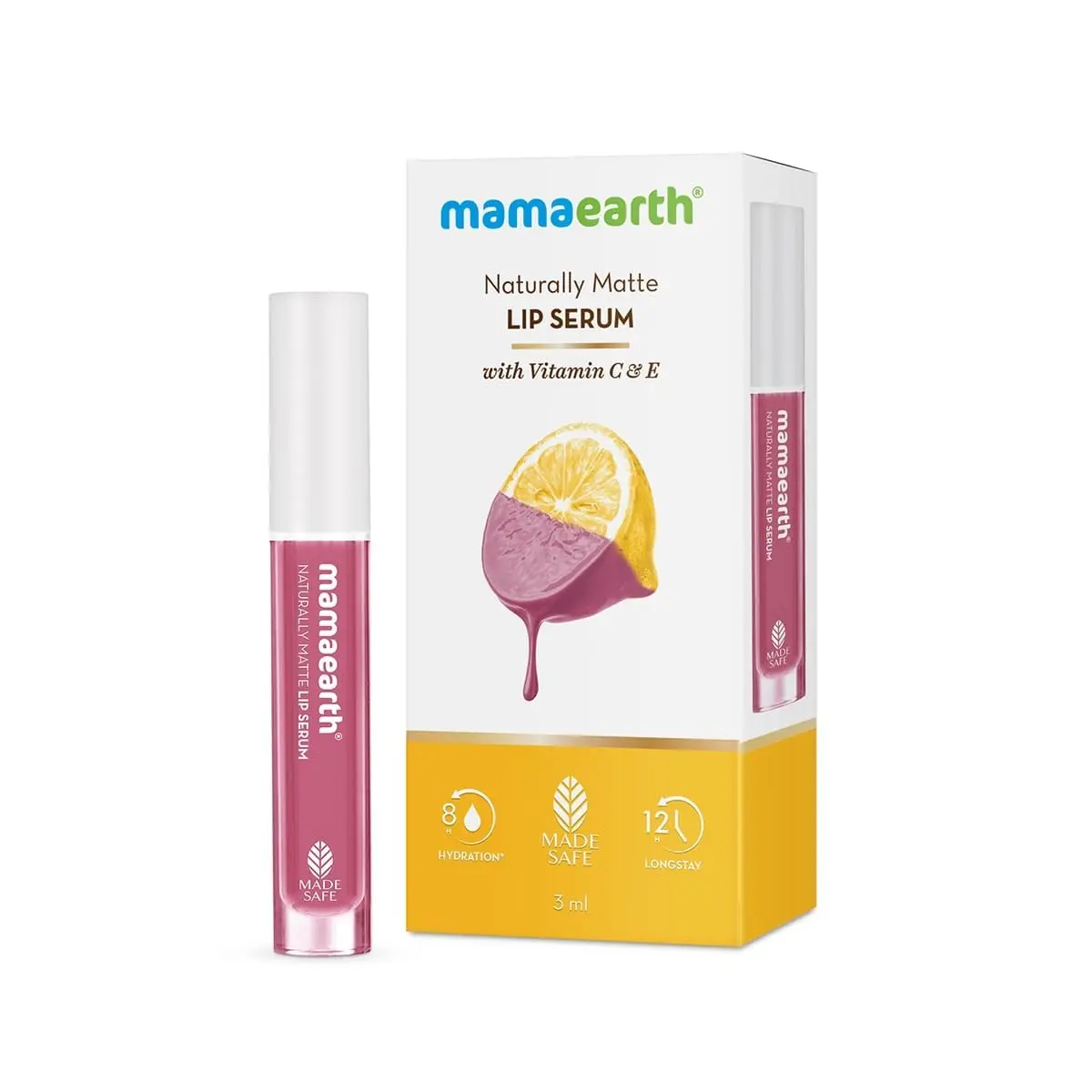 Mamaearth Naturally Matte Lip Serum - Matte Liquid Lipstick with Vitamin C & E For Upto 12 Hour Long Stay - Pink Daffodil - (3 ml)