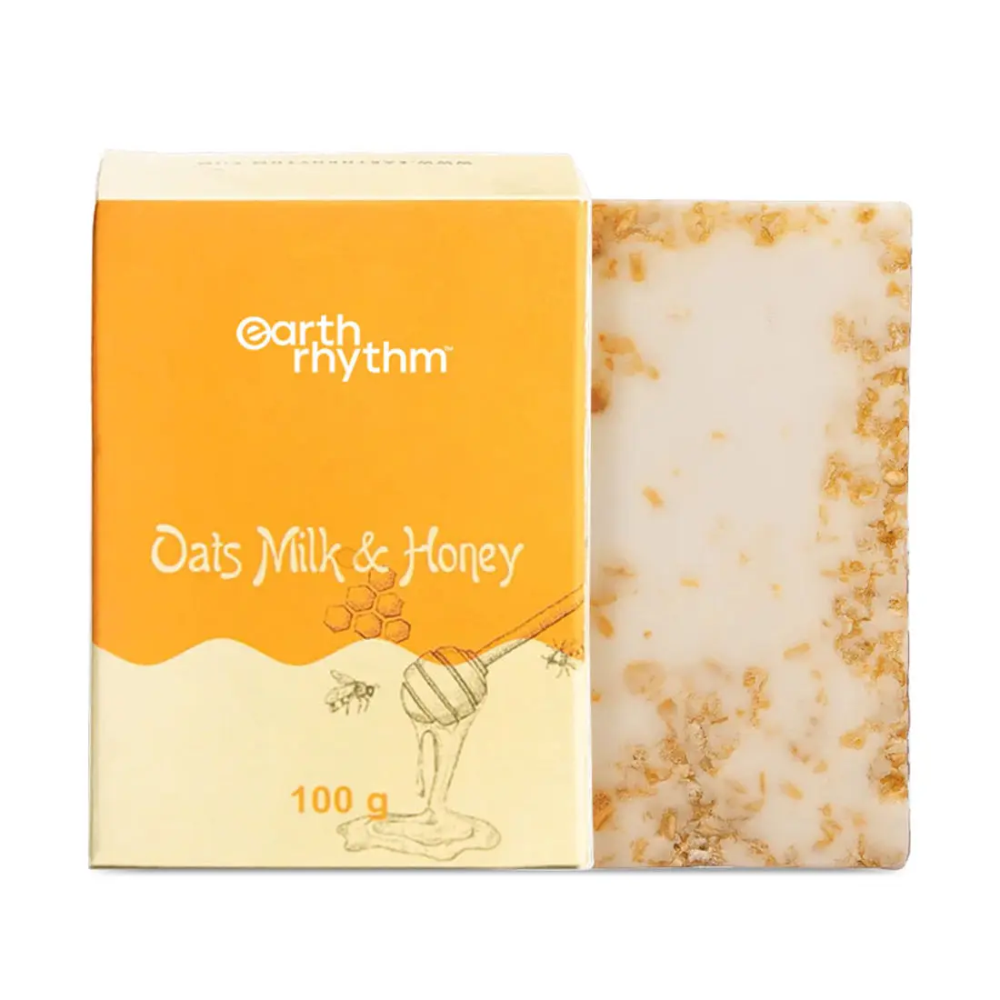 Earth Rhythm Oats Milk and Honey Body Soap | Balances pH level of Skin. Exfoliates Skin, Provide Hydration | for All Skin Types | Men & Women - 100 G