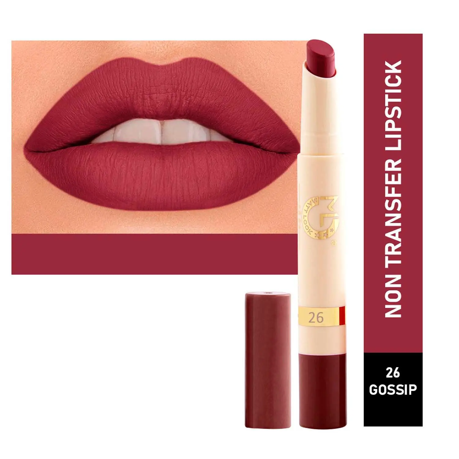 Matt look Velvet Smooth Non-Transfer, Long Lasting & Water Proof Lipstick, Gossip (2gm)