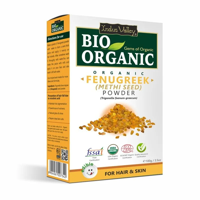 Indus Valley Bio Organic Fenugreek Powder for Hair, Anti-Dandruff & Reduces Scalp Irritation