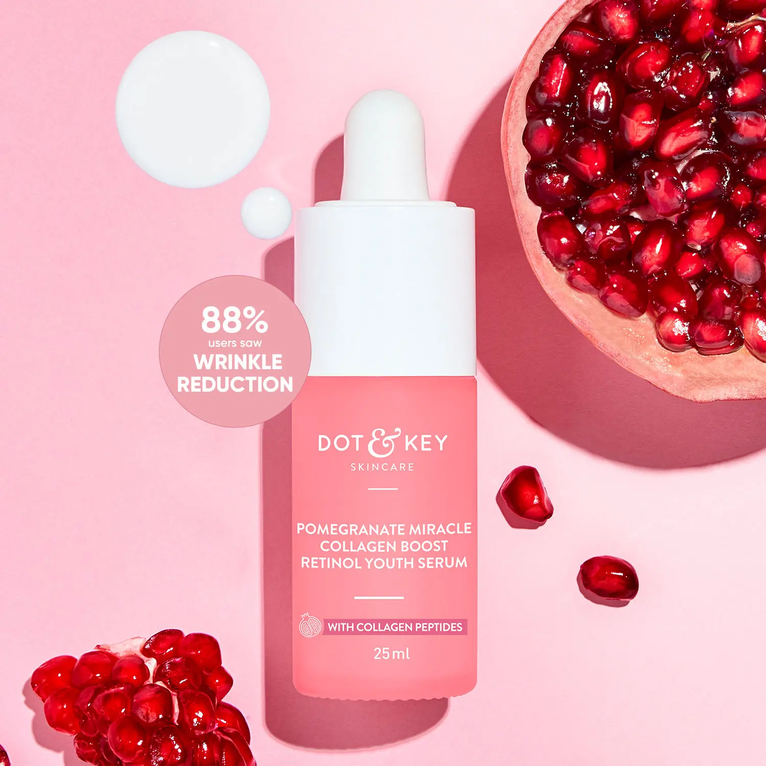 Dot & Key Pomegranate Miracle Collagen Boost Retinol Youth Serum with Collagen Peptides | Anti Ageing Face Serum for Boosts Collagen, Reduces Fine Lines & Wrinkles| For Mature, Combination & Dry Skin | 25ml