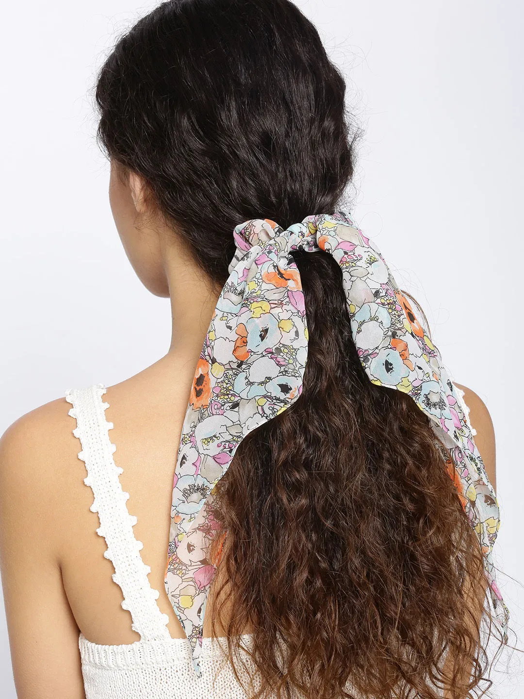 Blueberry Mukti Colour Floral Printed Scrunchie