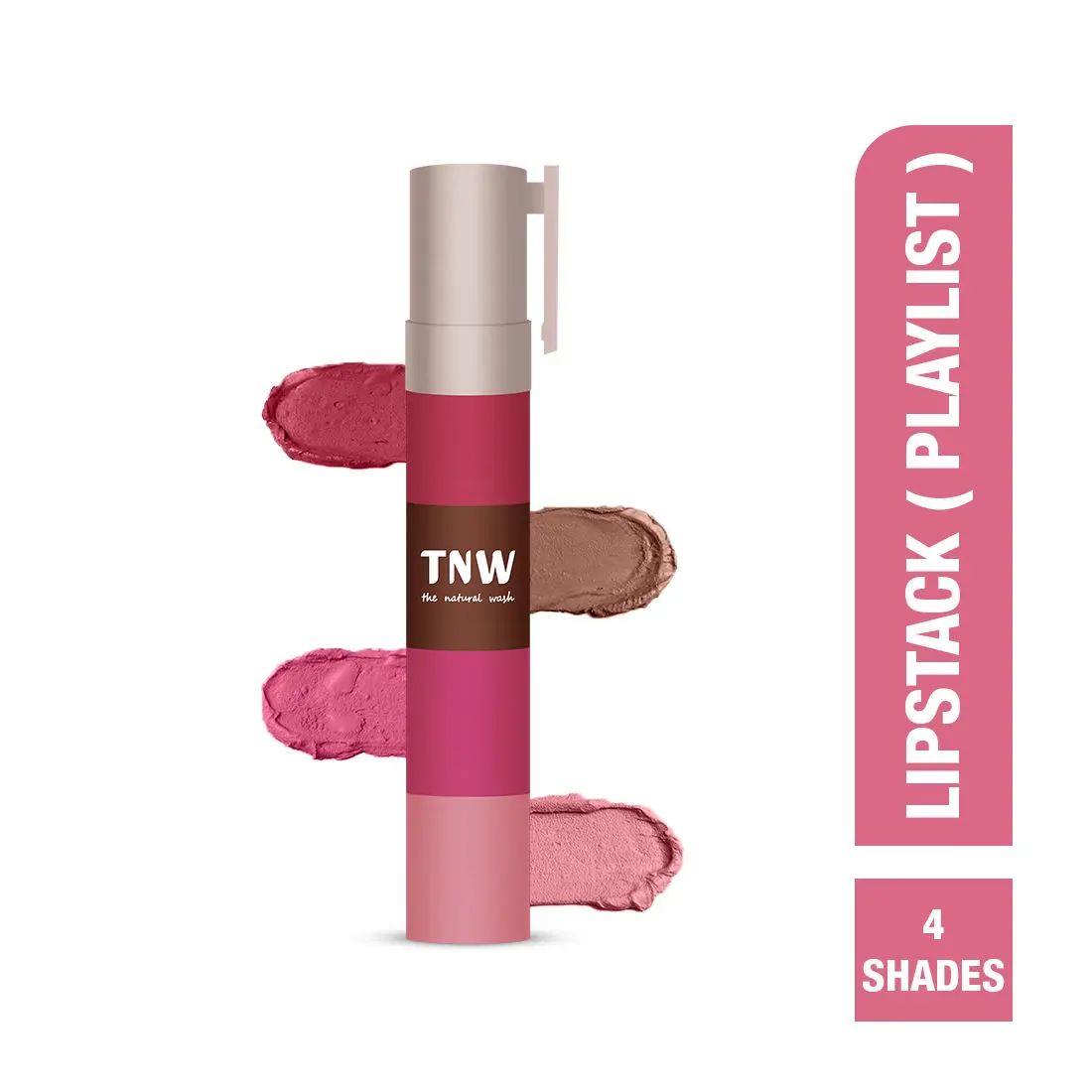 TNW- The Natural Wash Lipstack- 01. Playlist| With Jojoba oil, Vitamin E & Shea butter | Ultra Pigmented | Transferproof | 6.4g