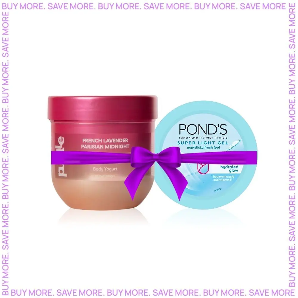 Pond's Super Light Gel Hydrated Glow 100ml/98g + Purplle French Lavender Parisian Midnight Body Yogurt (200gm)