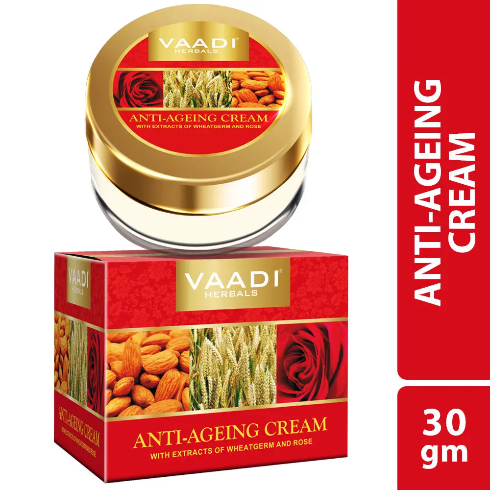 Vaadi Herbals Anti Ageing Cream Almond, Wheatgerm Oil & Rose (30 g)