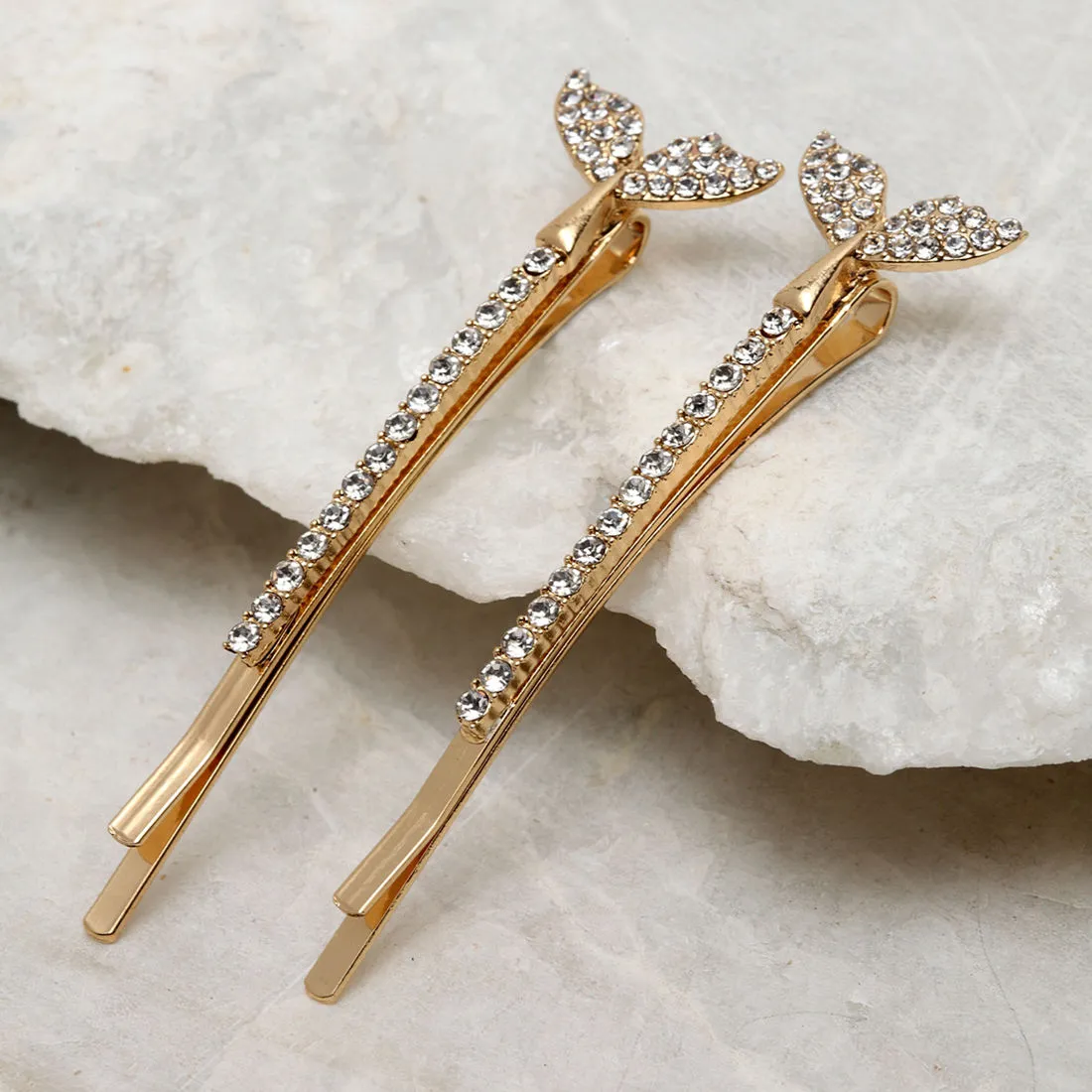 Ferosh Crystal Mermaid Hairpins - Set Of 2