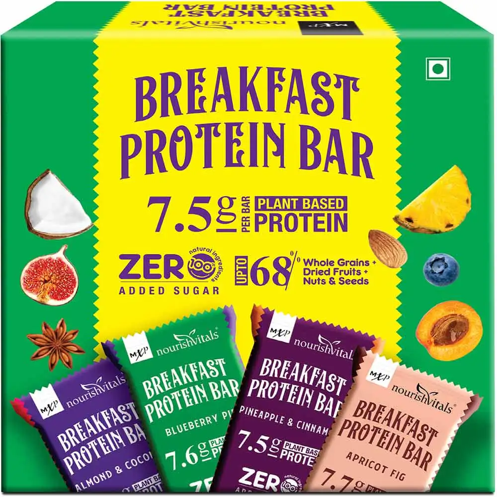 NourishVitals Breakfast Protein Bar,  5 bar(s)  Mix Flavour