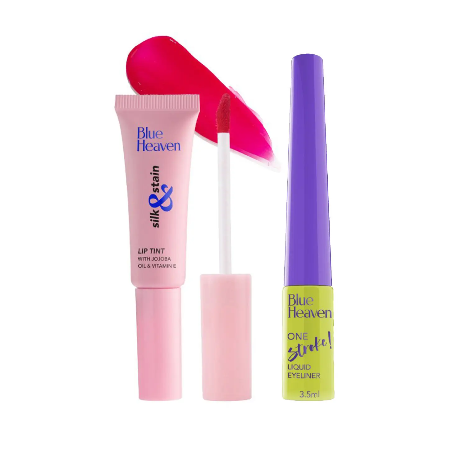 Blue Heaven Lip Tint + Eyeliner Combo - Showgirl Pink | Lip & Cheek Tint, Showgirl Pink | Eyeliner, Black |Pack of 2