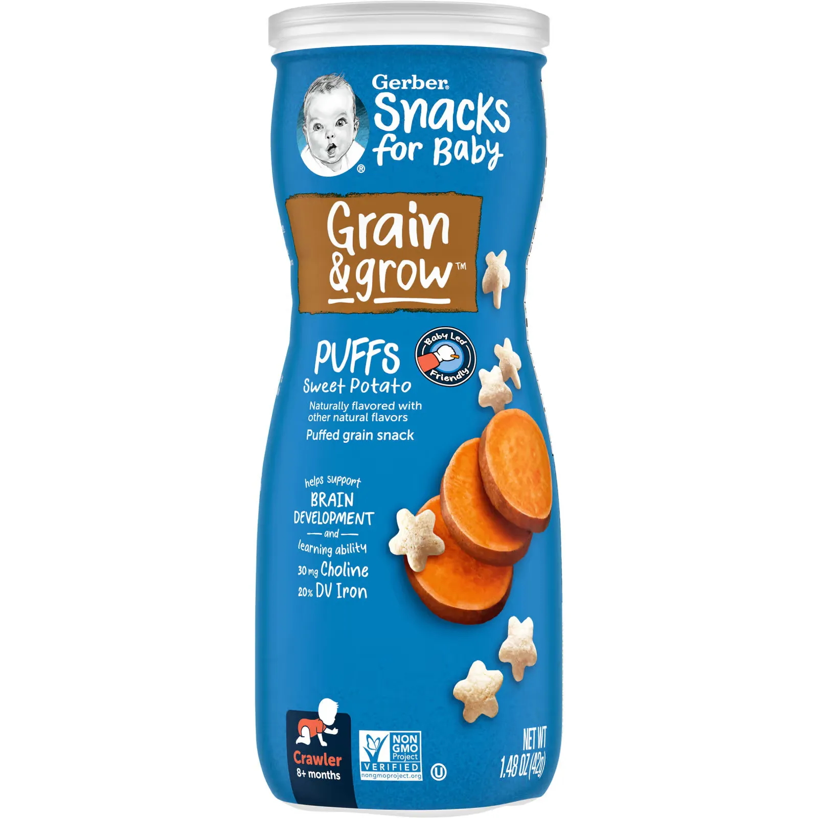 Puffs, Puffed Grain Snack,  8+ Months, Sweet Potato, 1.48 oz (42 g)