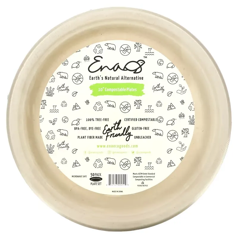 10" Compostable Plates, 50 Pack