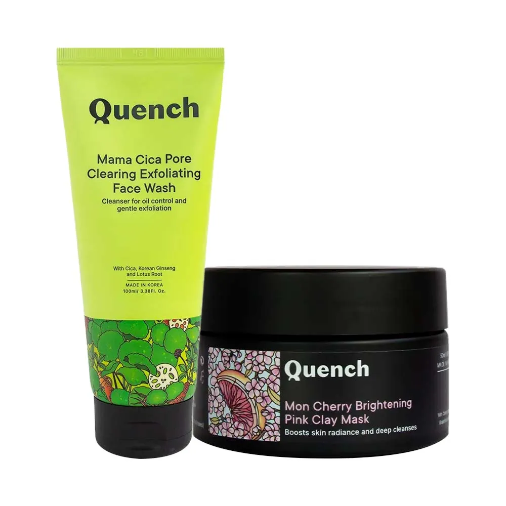 Quench Botanics Mon Cherry Brightening Pink Clay Mask With Pore Clearing Exfoliating Face Wash