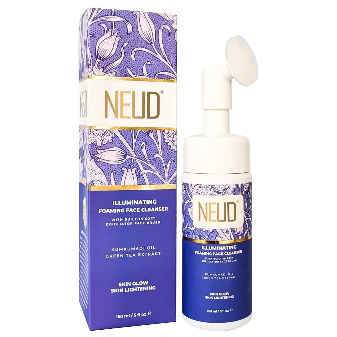 NEUD Illuminating Foaming Face Cleanser With Kumkumadi Oil and Green Tea - 1 Pack (150ml)