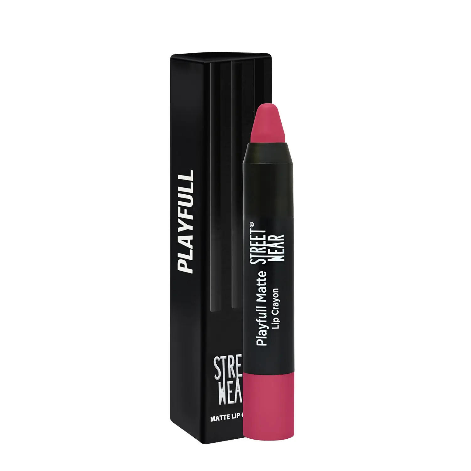 STREET WEAR® Playfull Matte -Savage Pink (Pink) - 2.9 gms -Moisturizing Matte Finish Lipstick, Full Coverage, Non-Drying Formula, Intense Pigment, Enriched With Shea Butter, Vitamin C, Vitamin E, Longwear Moisturizing Crayon Lipstick