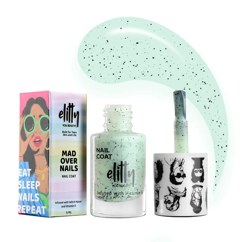 Elitty Mad Over Nails, 12 Toxin Free, Infused with Witch Hazel, Vegan & Cruelty Free, Glossy -Peace Out (Mint Cookie)