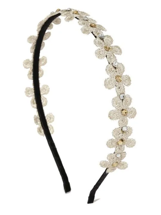 Toniq Beige Stone-Studded Floral Hairband