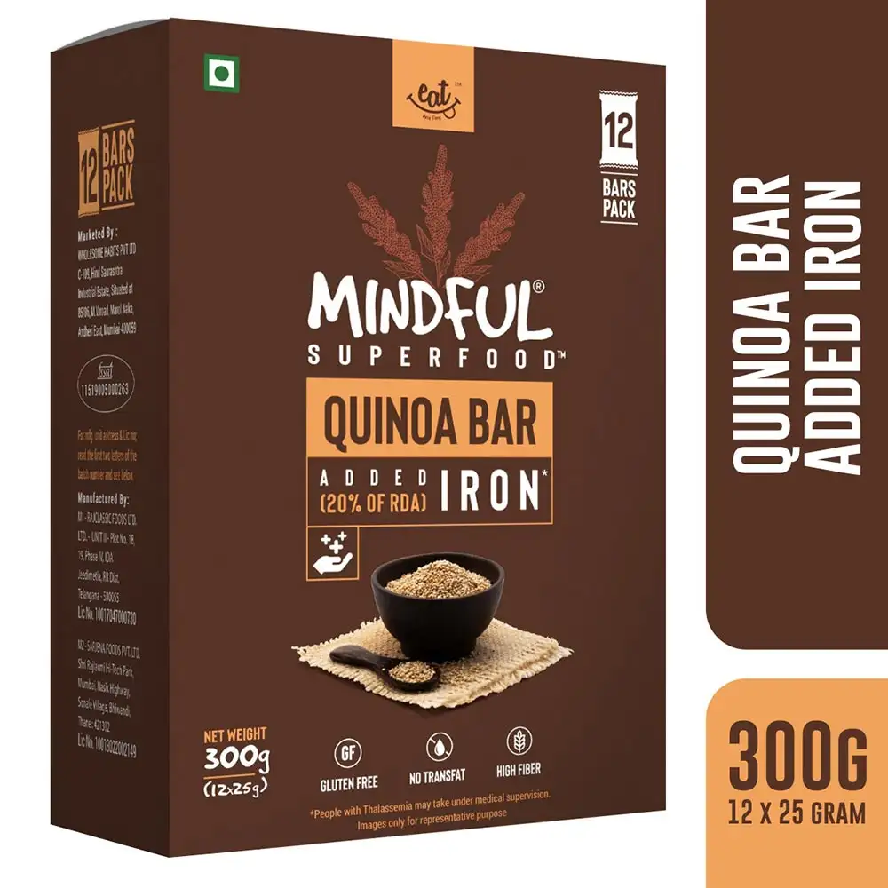 Eat Anytime Mindful Millet Energy Bars,  12 Piece(s)/Pack  Quinoa with Added Iron