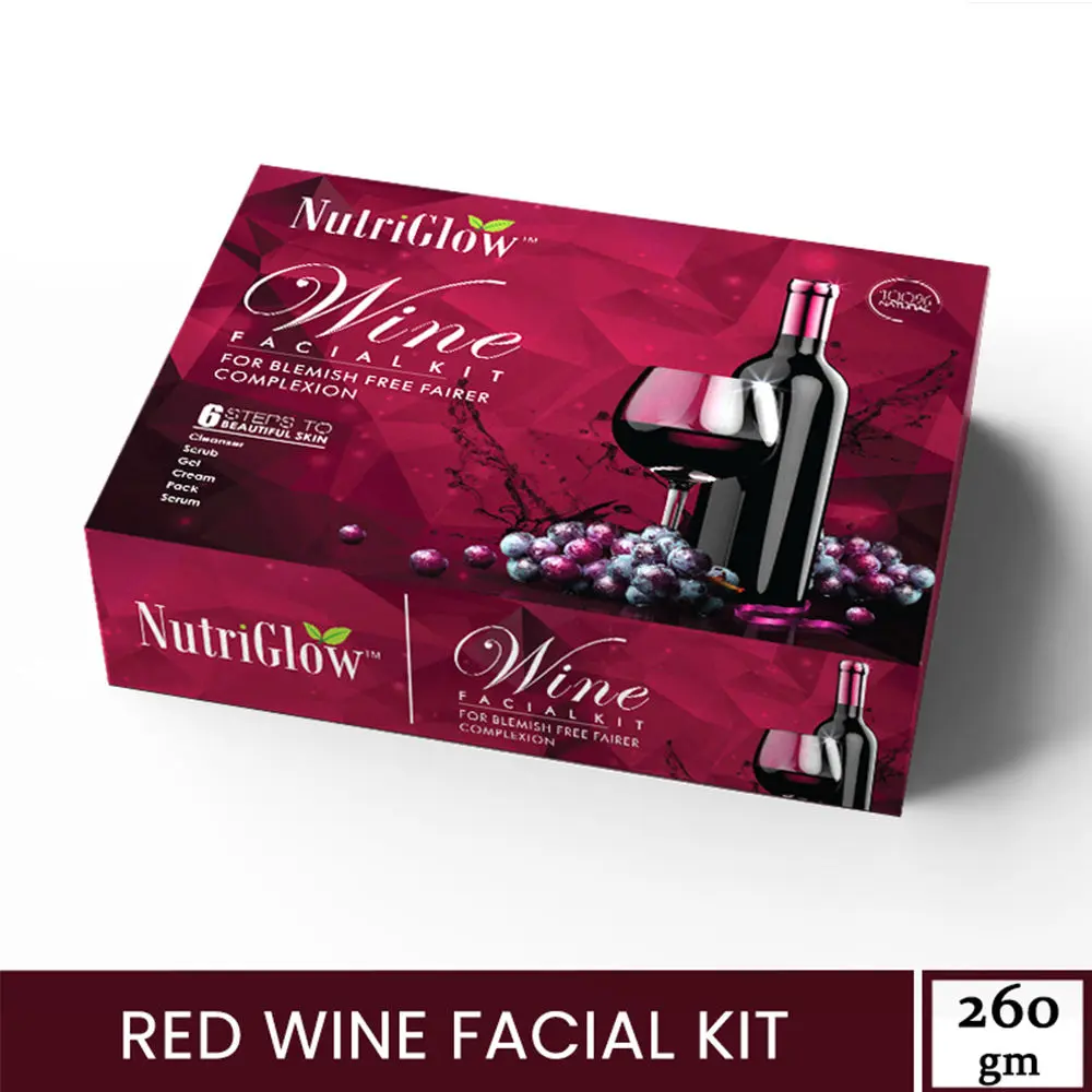 NutriGlow Wine Facial Kit For Blemish For Free Fairer Complexion, 260 gm