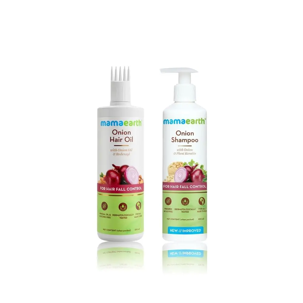 Mamaearth Anti Hair Fall Express Spa Range with Onion Hair Oil + Onion Shampoo for Hair Fall Control 250ml