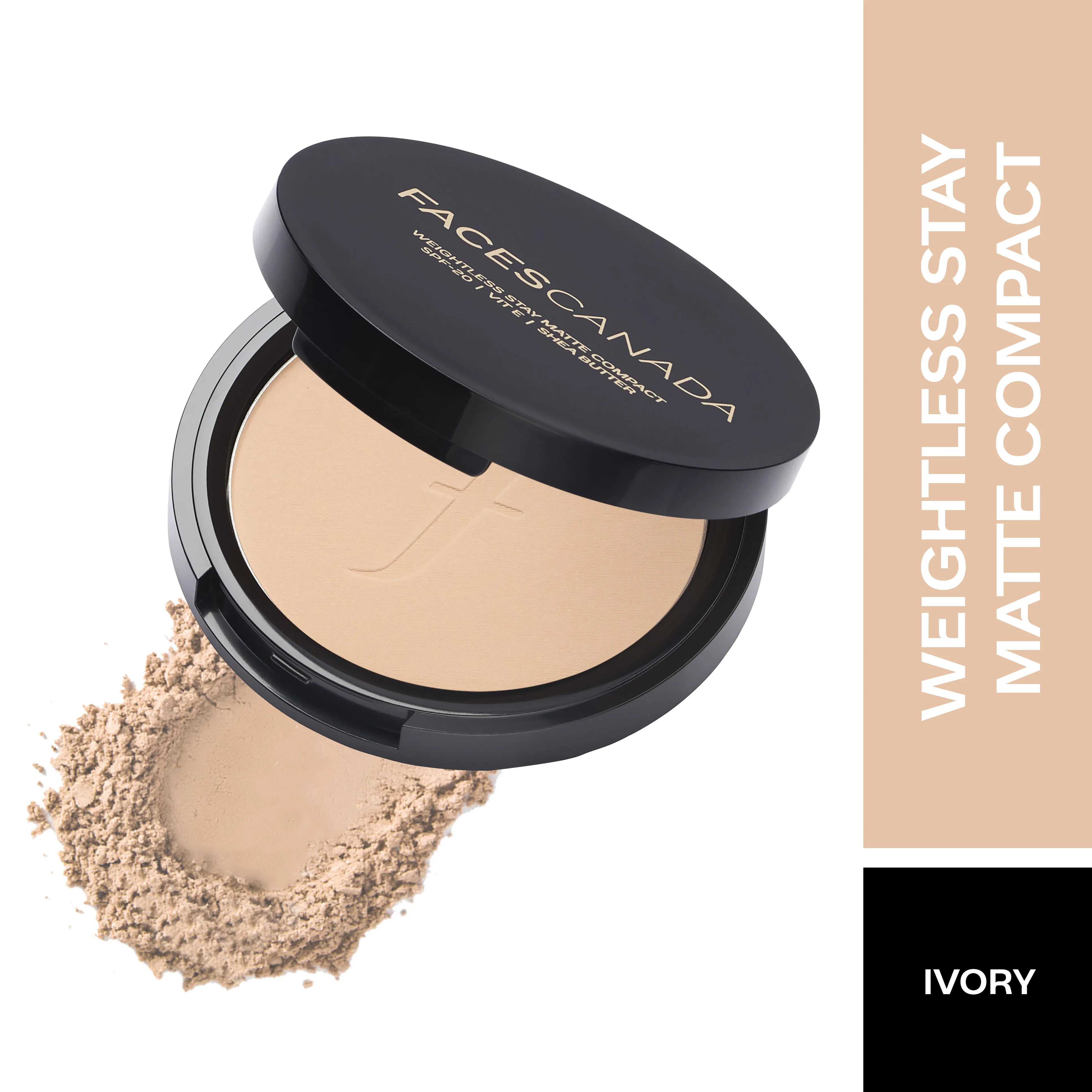 Faces Canada Weightless Stay Matte Compact SPF-20 Vitamin E & Shea Butter - Ivory 01