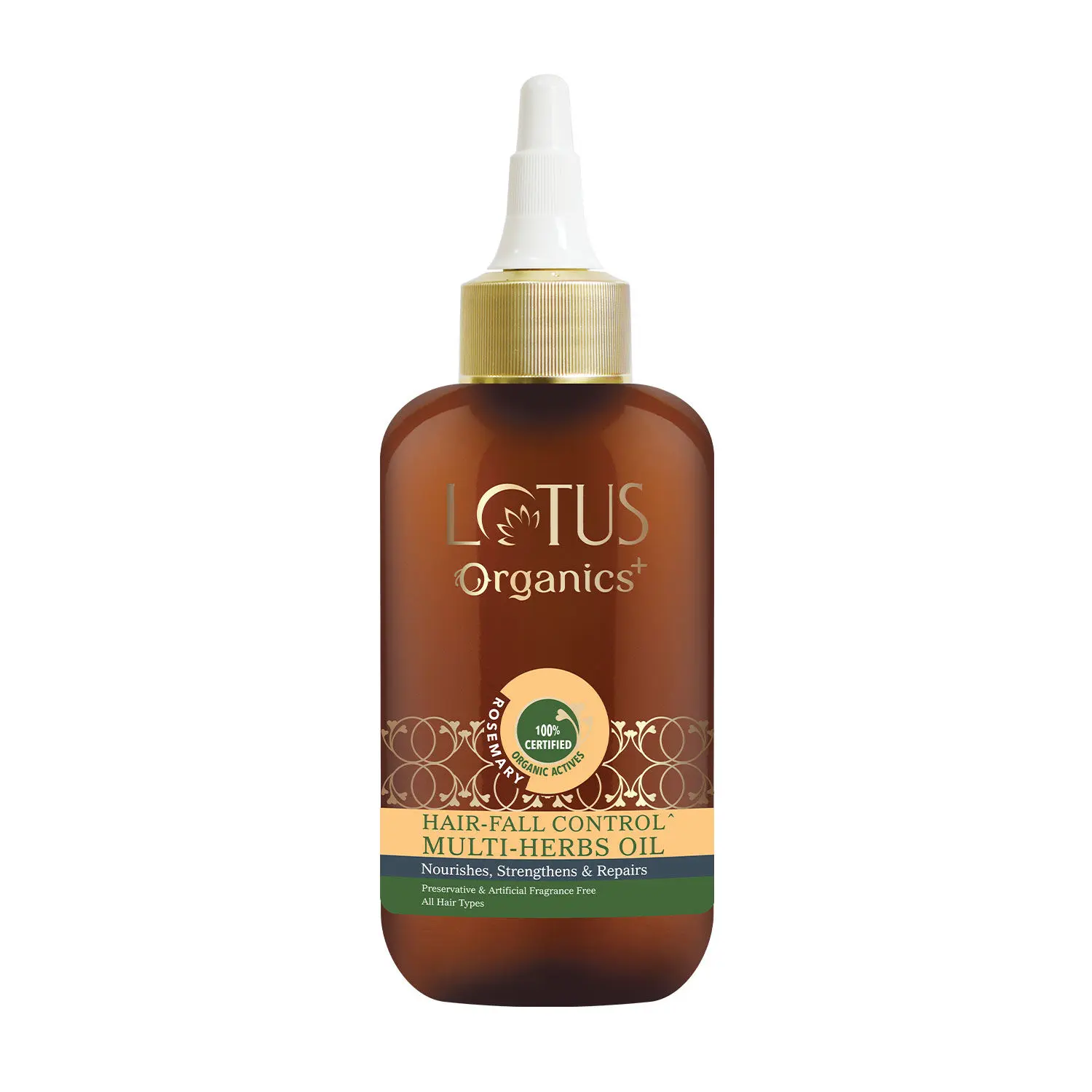 Lotus Organics+ Hair Fall Control Multi Herbs Hair Oil | Red Onion | Sulphate & Paraben Free | All Hair Types | 200ml