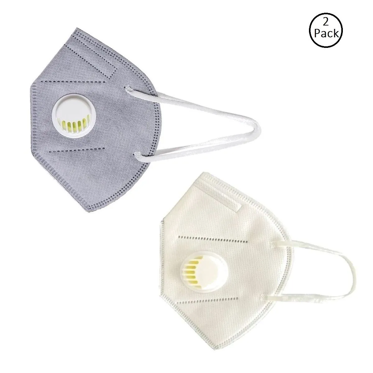 OOMPH Pack of 2 Anti-Pollution Reusable 5 Layer Mask - White Grey