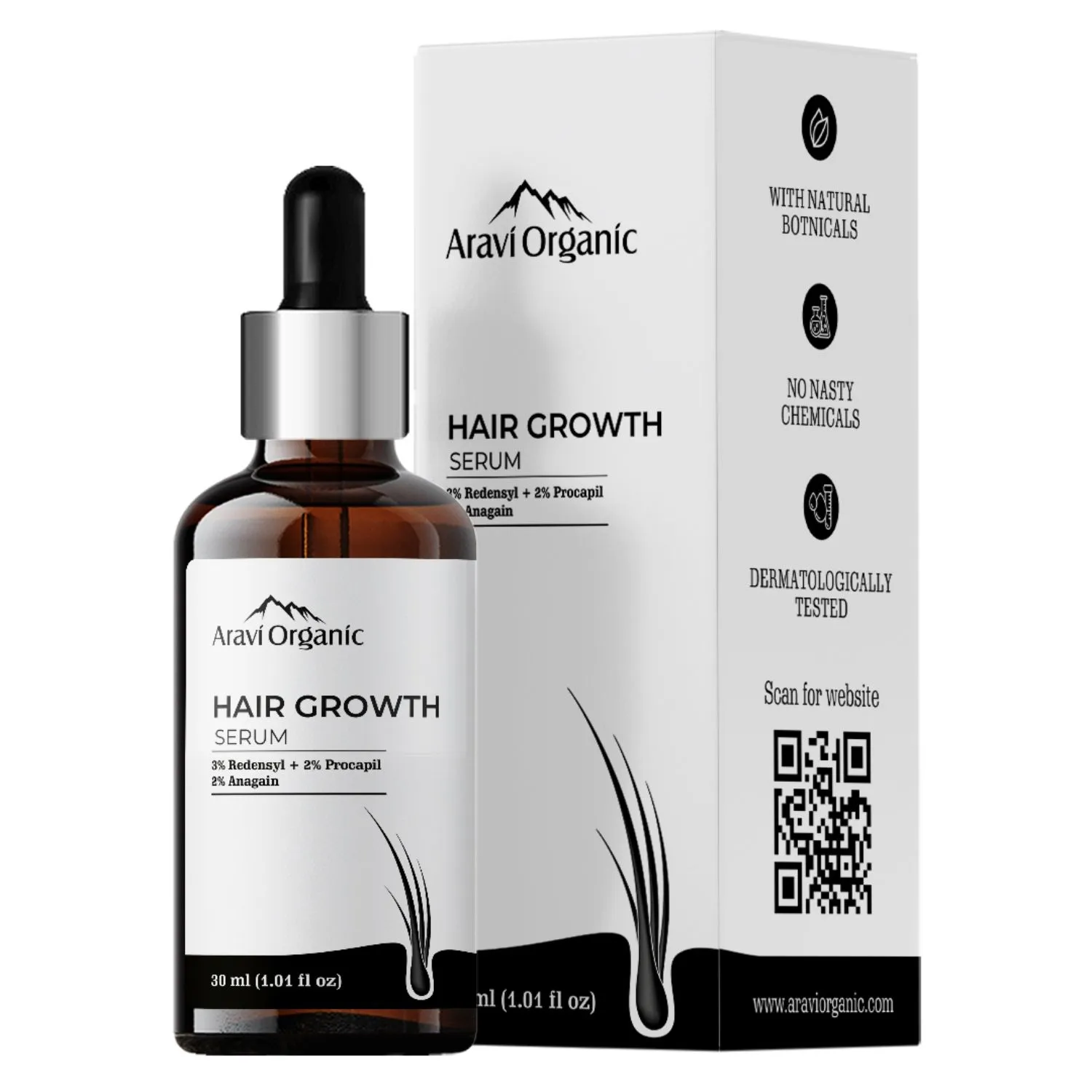 Aravi Organic Advanced Hair Growth Serum-Redensyle,Anagain,Procapil,Biotin For Hairfall,Hair Growth