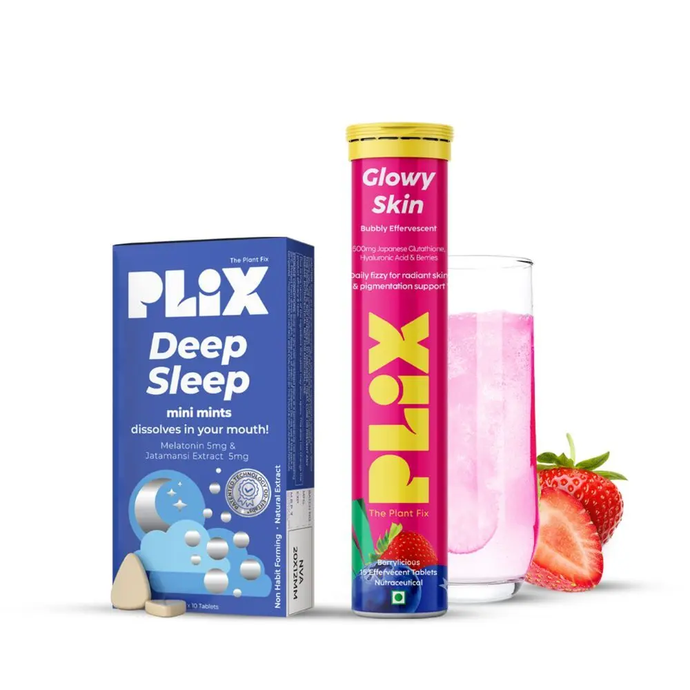 PLIX Beauty Sleep Combo - Deep Sleep 30 Mini Mints and Skin Glow Glutathione 15 Effervescent Tablets