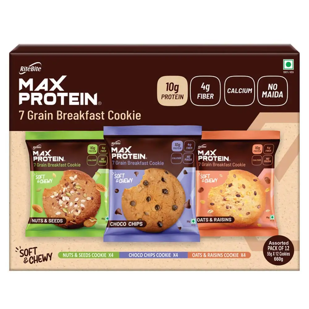 RiteBite Max Protein Cookies,  12 Piece(s)/Pack  Assorted