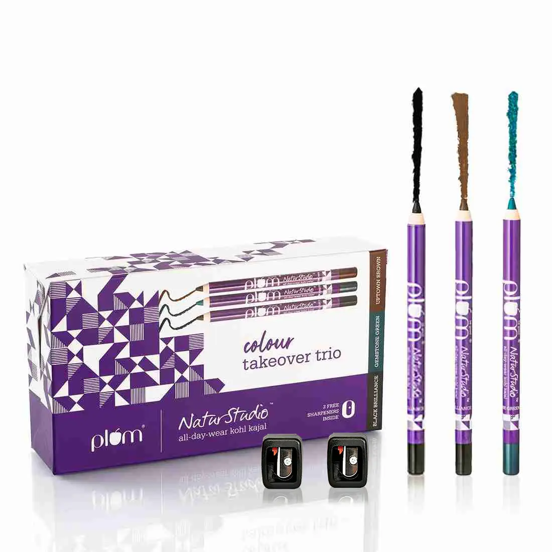 Plum Colour Takeover Trio Kajal Gift Set | Smudge-Proof, Ophthalmologically Tested (3.6 gm)