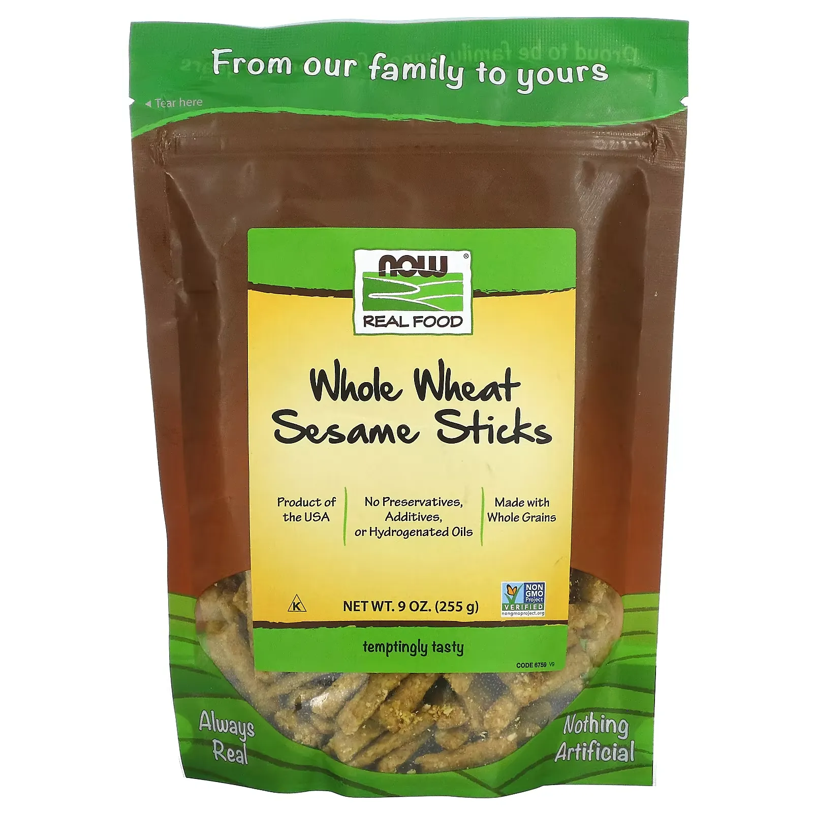 Real Food, Whole Wheat Sesame Sticks, 9 oz (255 g)