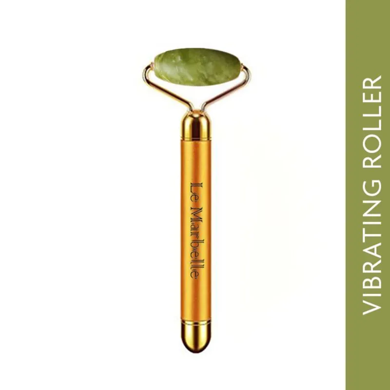 Le Marbelle Jade Vibrating Face Roller Face Massager For Face, Neck Glow & Skin Brightening