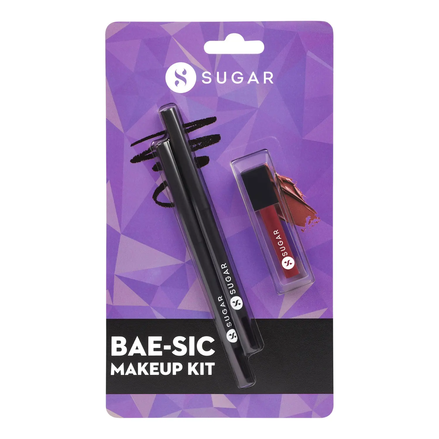 SUGAR Cosmetics BAE-SIC Makeup Kit | Kohl Of Honour Intense Kajal - 01 Black Out (Pack of 2) | Smudge Me Not Mini Liquid Lipstick - 01 Brazen Raisin