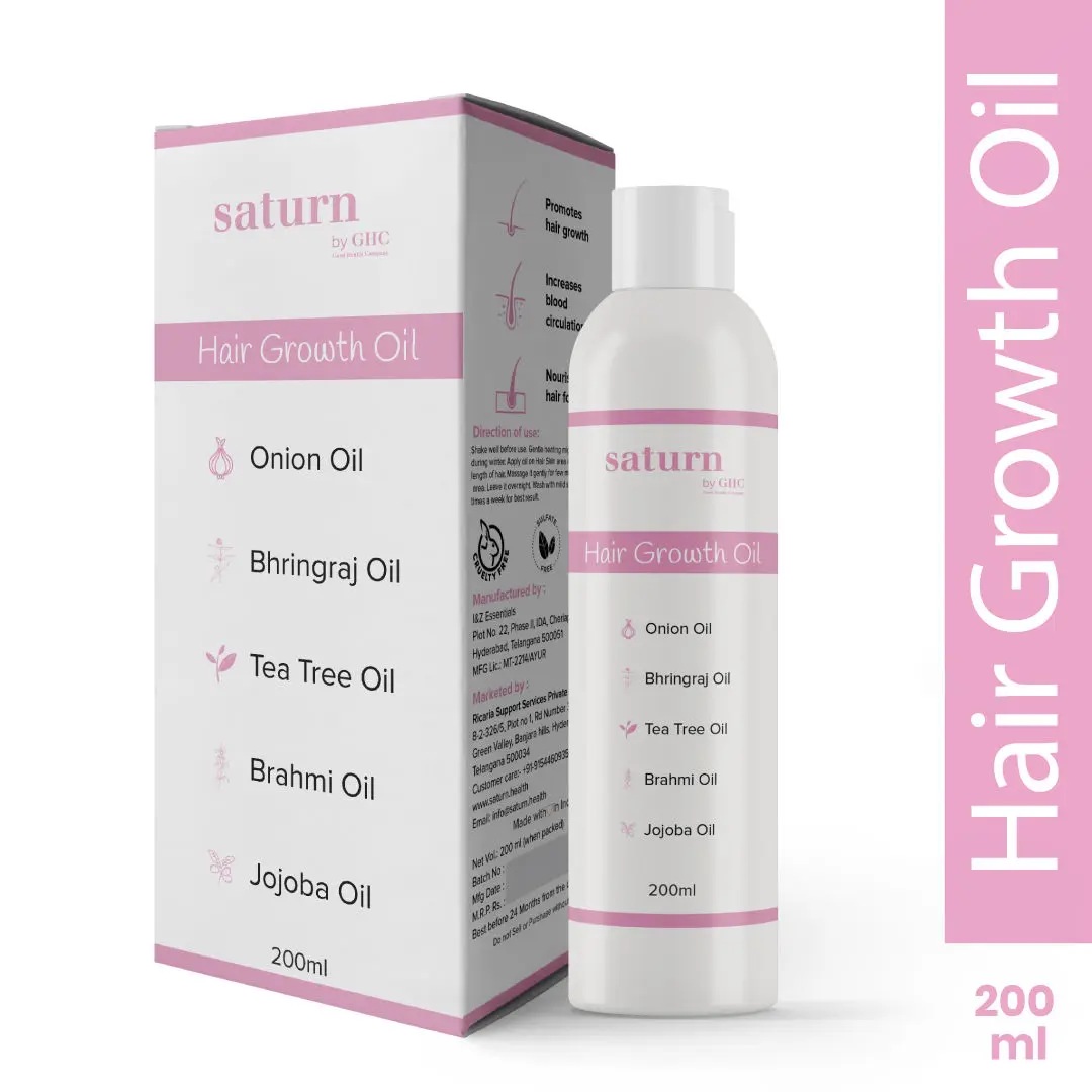 Saturn by GHC Hair Oil with Onion & Bhringraj That Prevents Hair Fall & Promotes Softer, Stronger, Thicker Hair Growth | Paraben, SLS & Sulphate Free