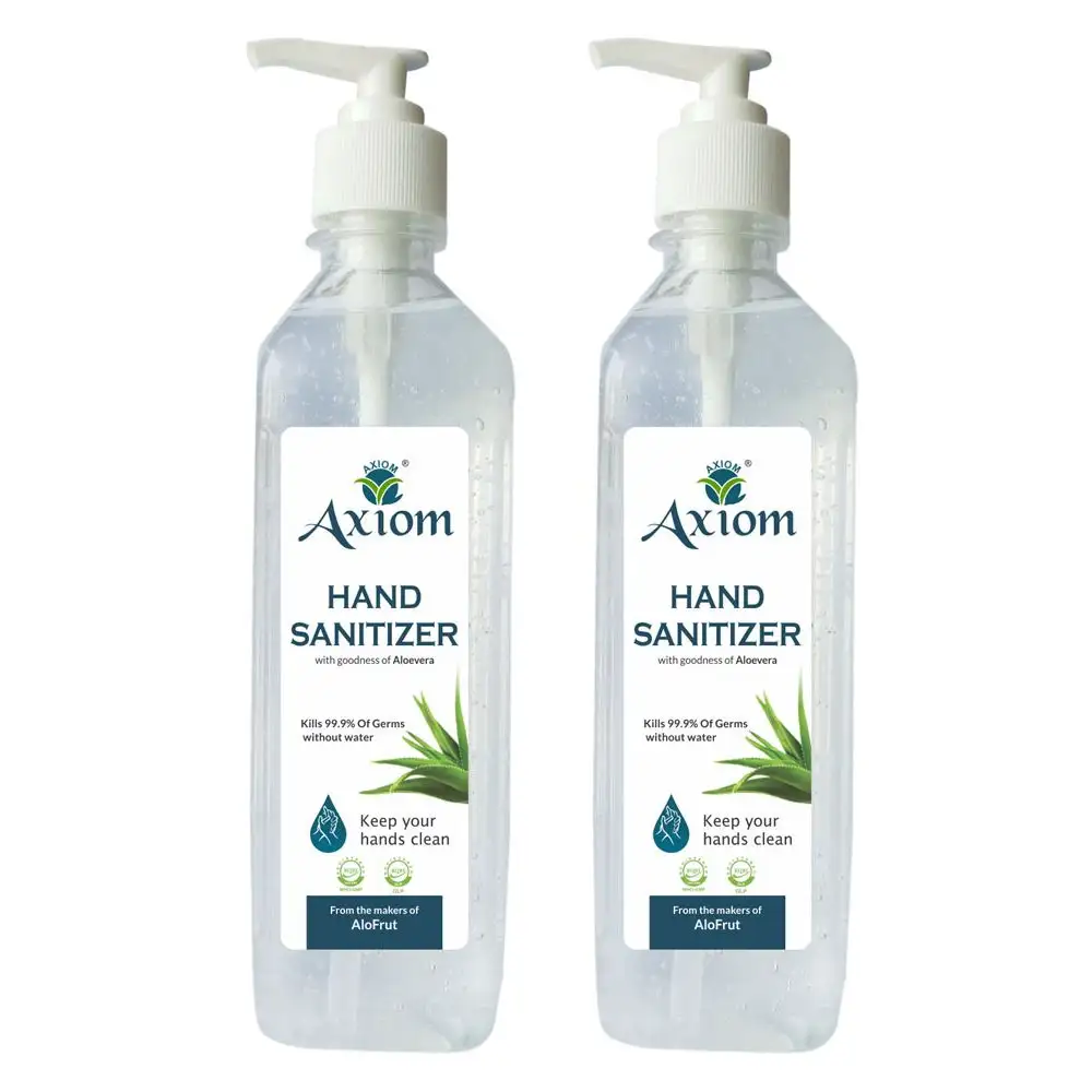 Axiom Dispenser Hand Sanitizer,  Aloevera  500 ml  Kills 99.9% Germs without Water Pack of 2