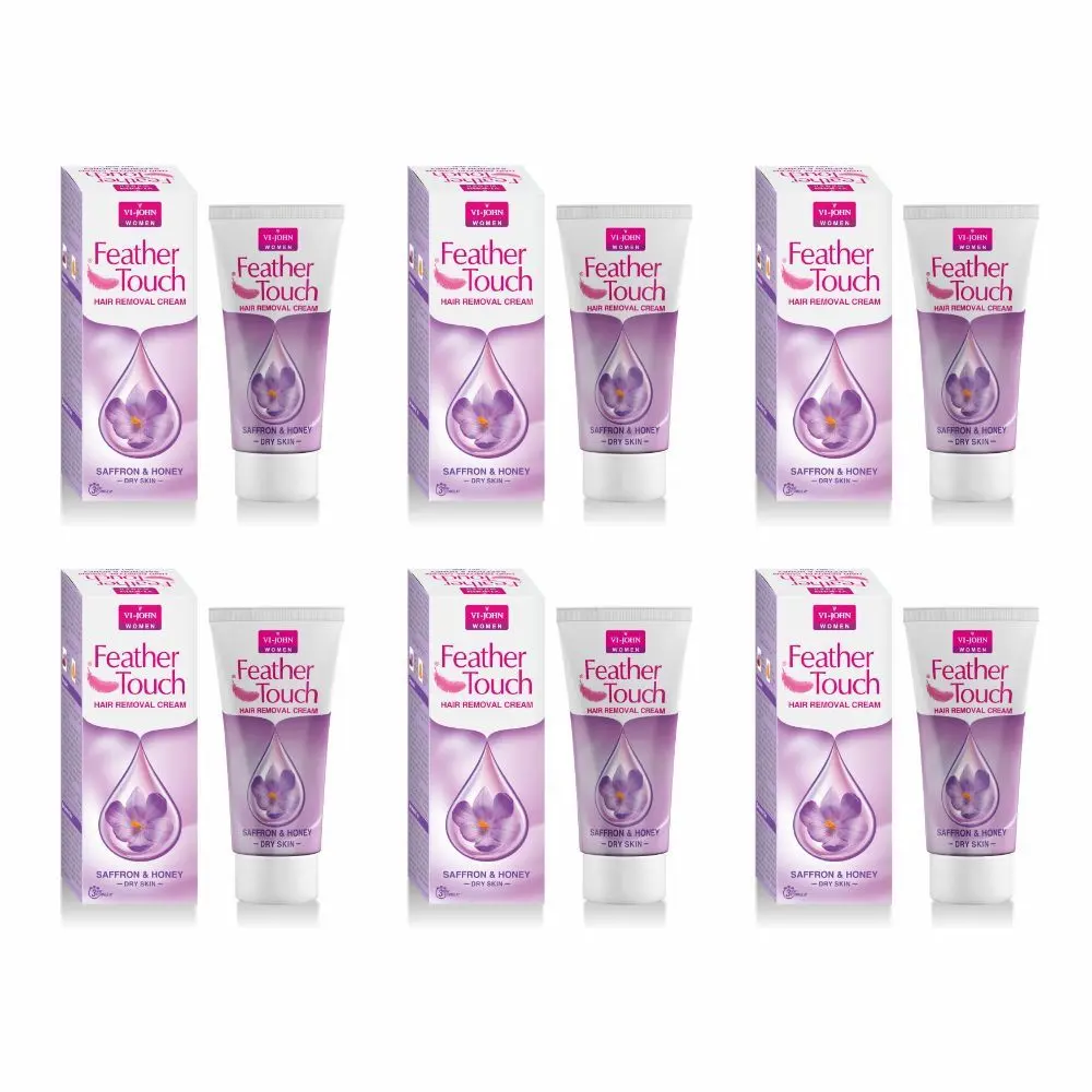 VI-JOHN Women Feather Touch Honey & Saffron Hair Removal Cream 40g Each -(Pack of 6)