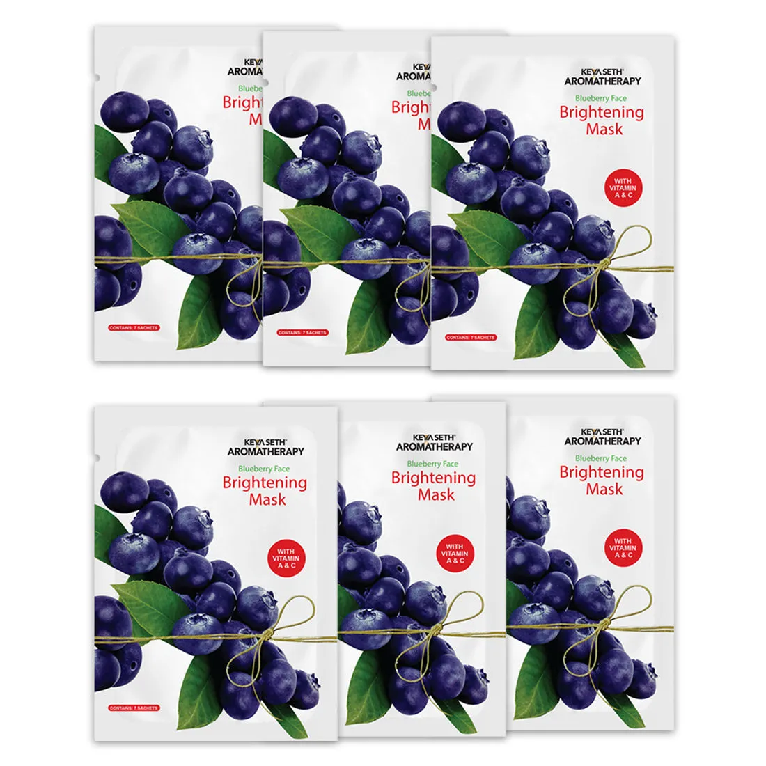 Keya Seth Aromatherapy, Blueberry Face Brightening Mask, Vitamin C & A (Pack Of 6)