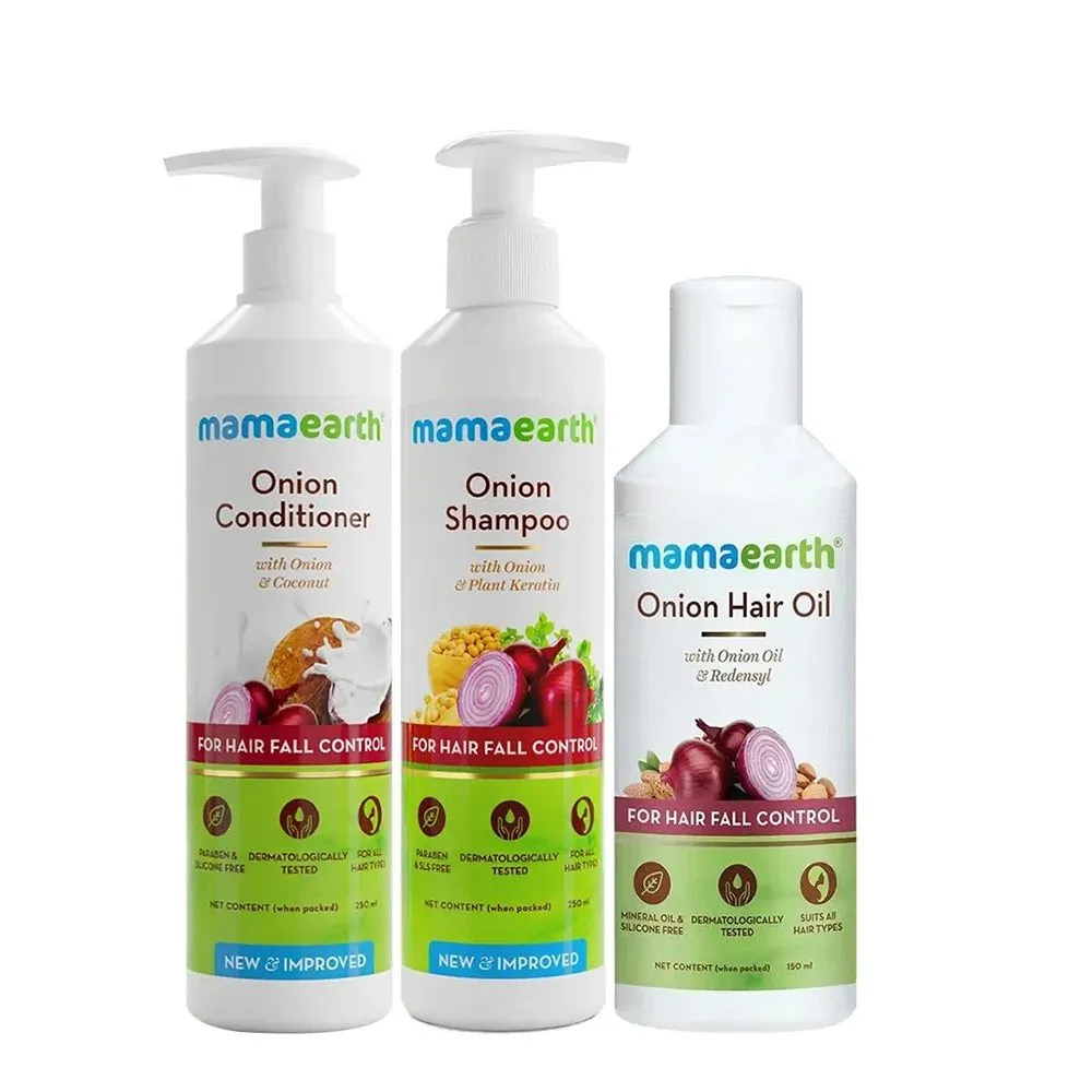 Mamaearth Bestseller Onion Anti Hairfall Kit (Oil + Shampoo + Conditioner) - 3 Pcs