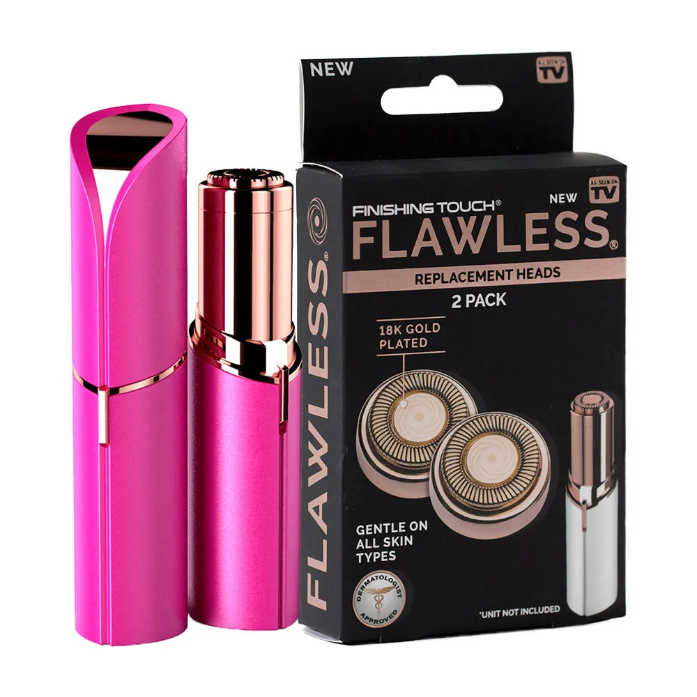 Flawless Facial Hair Remover Pink Crystal And Flawless Replacement Heads